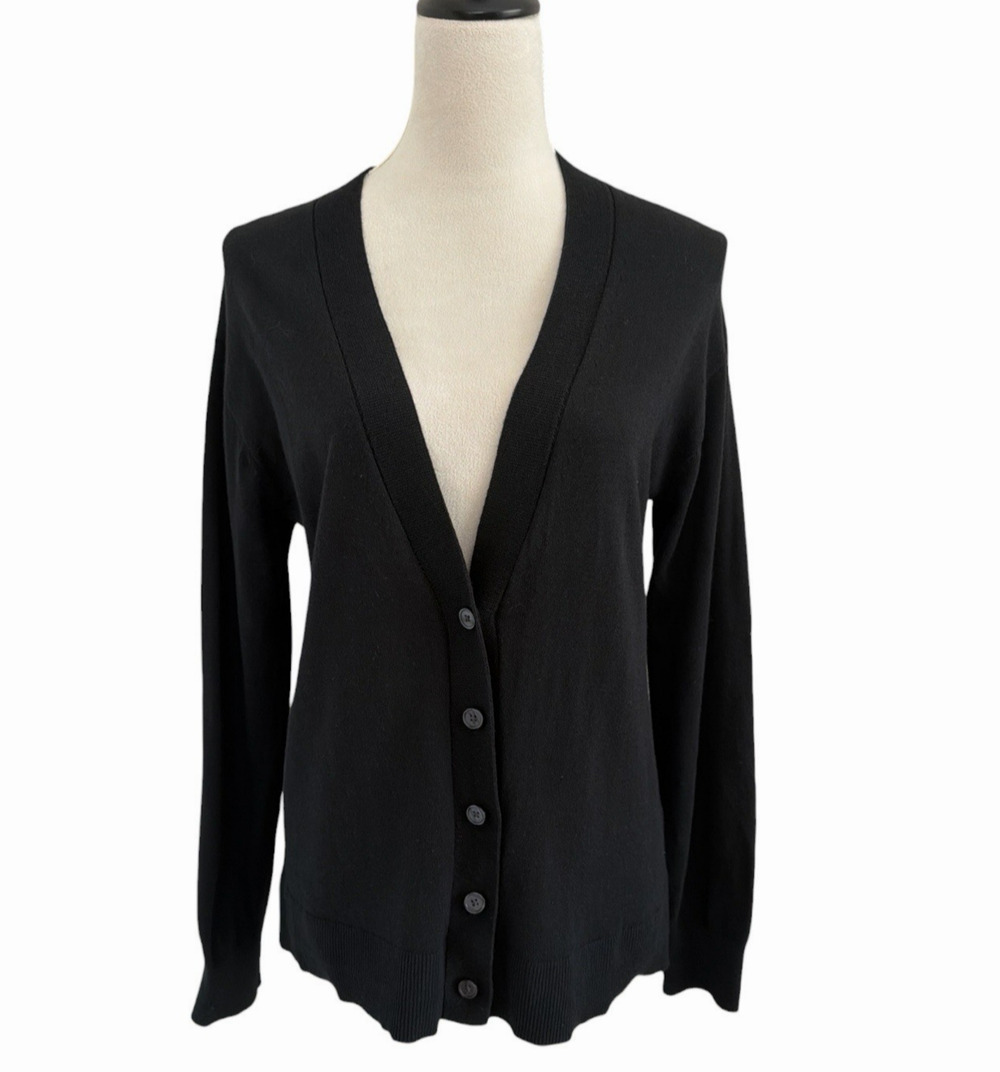 Banana Republic Factory Cardigan Sweater Womens Small Black Button Front Classic